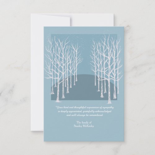 Bare Trees Funeral Photo Thank You Card