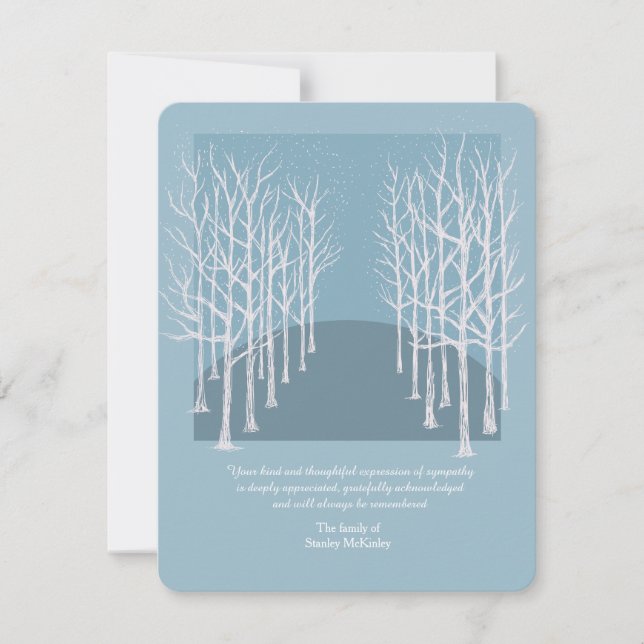 Bare Trees Funeral Photo Thank You Card Custom (Front)