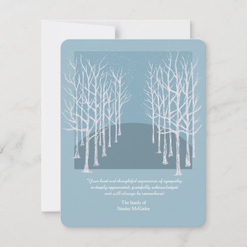 Bare Trees Funeral Photo Thank You Card Custom