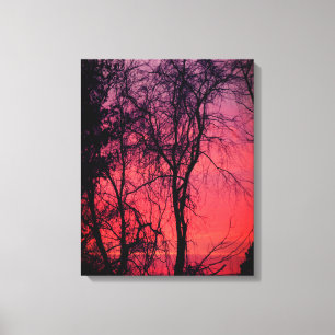 Bare Trees Sunrise Wrapped Canvas Print