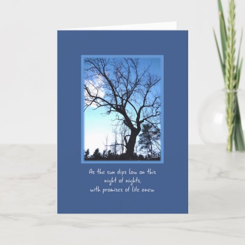 Bare Winter Tree on Dark Winter Solstice Card