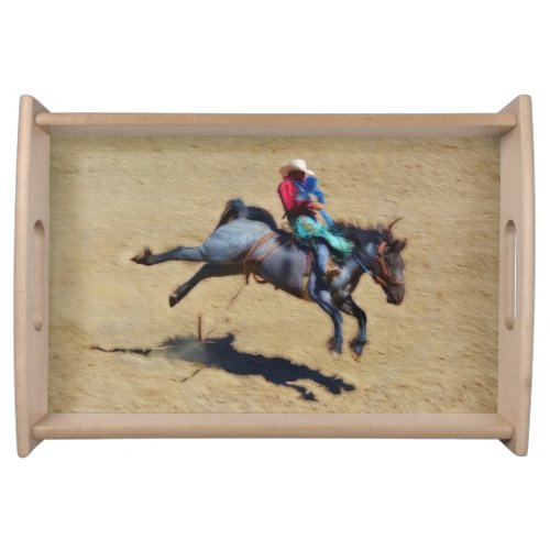 Bareback Bucking Bronco and Rodeo Cowboy Gift Serving Tray