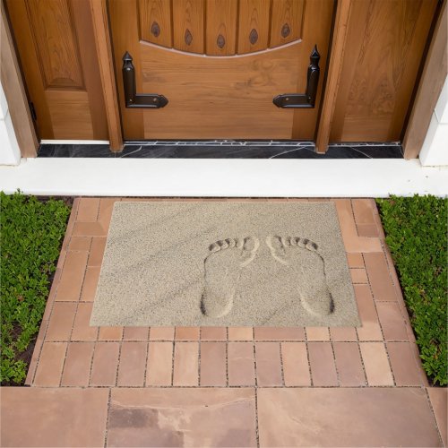 Barefeet Footprints in Sand  Doormat