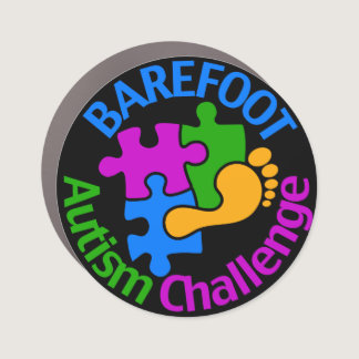 Barefoot Autism Challenge car magnet