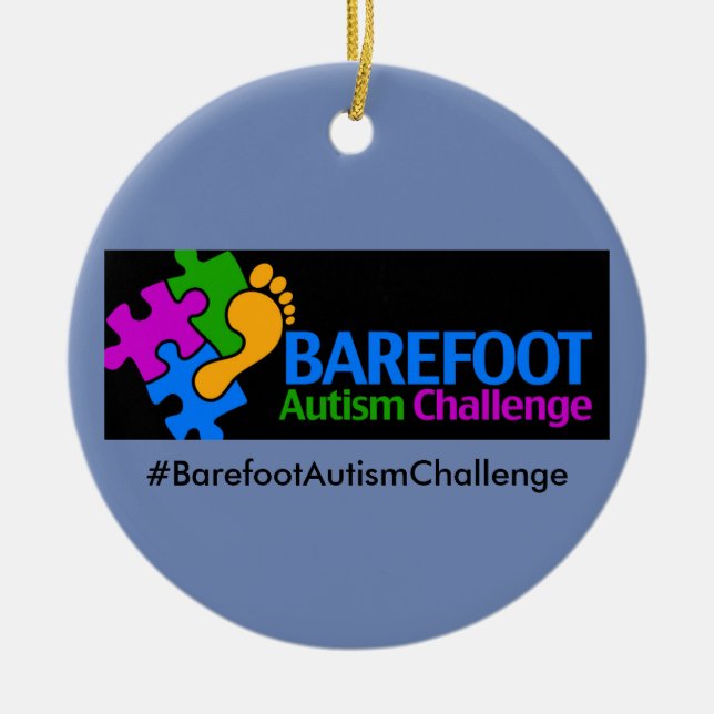 Barefoot Autism Challenge Circle Ornament (Front)