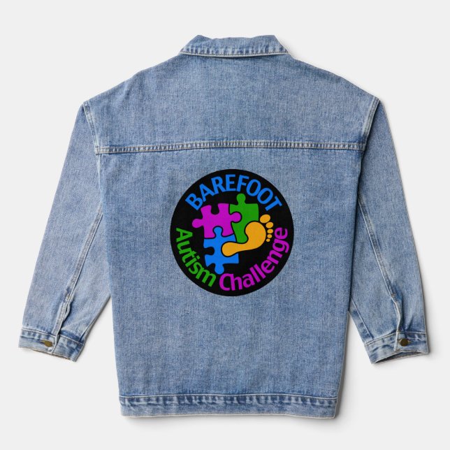 Barefoot Autism Challenge denim jacket (Back)
