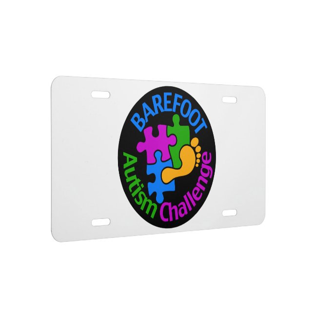 Barefoot Autism Challenge Trucker Hat License Plate (Right)