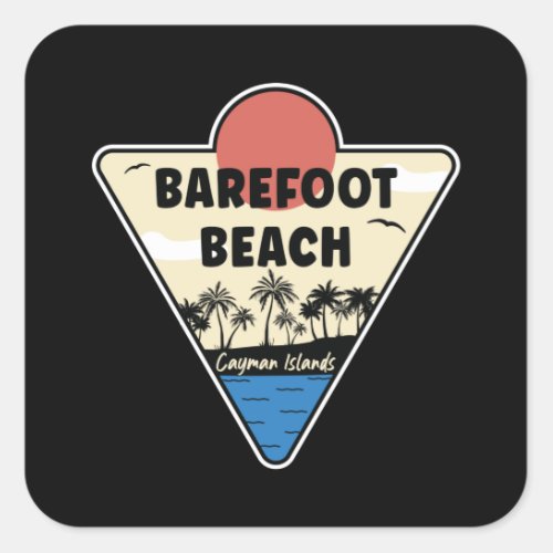 Barefoot Beach Cayman Islands Seashore Square Sticker