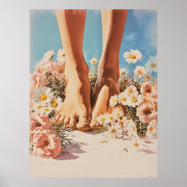 Barefoot Blooms Summer Art Poster (Front)