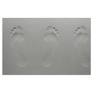 Barefoot footprint in beach sand photo fabric