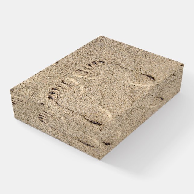 Barefoot Footprints in Sand Paperweight (Angled)