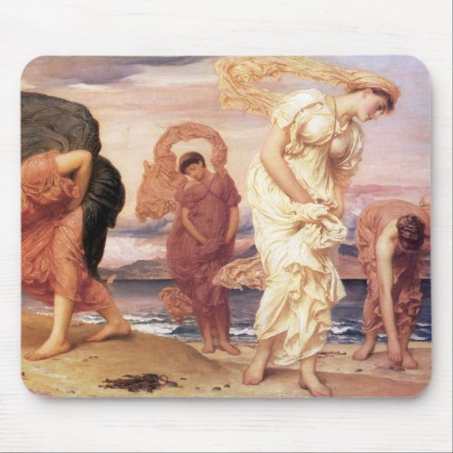 Barefoot Greek Women Picking up Pebbles on a Beach Mouse Pad