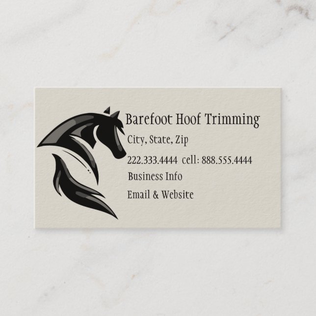Barefoot Hoof Trimming Black White Art Business Card (Front)