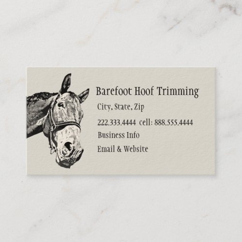 Barefoot Hoof Trimming Black White Art Business Card