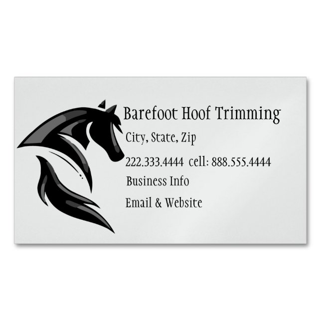 Barefoot Hoof Trimming Black White Art Business Card Magnet (Front)