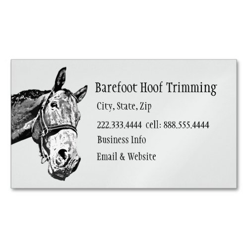 Barefoot Hoof Trimming Black White Art Business Card Magnet