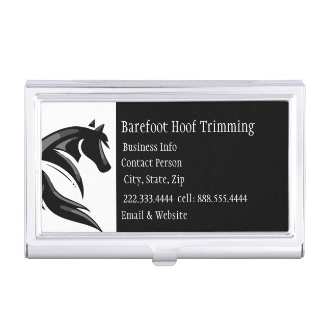 Barefoot Hoof Trimming Black White Classic Busines Business Card Case (Front)