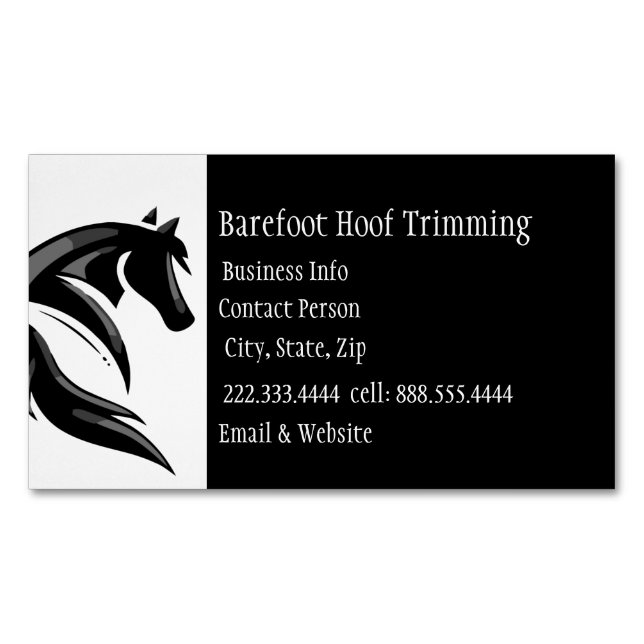 Barefoot Hoof Trimming Black White Classic Busines Business Card Magnet (Front)