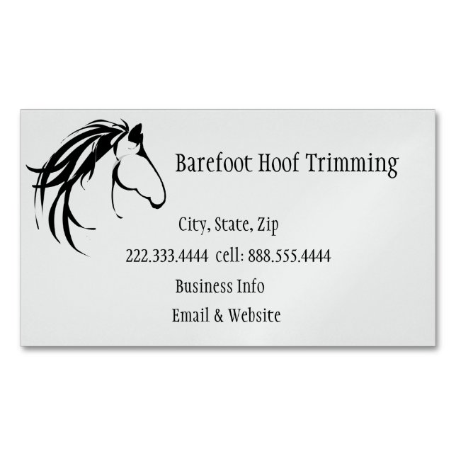 Barefoot Hoof Trimming Classic Horse Logo Business Card Magnet (Front)