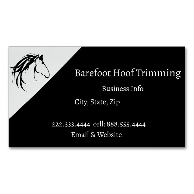 Barefoot Hoof Trimming Classic Horse Logo Business Card Magnet (Front)