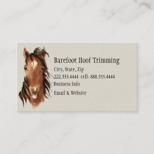 Barefoot Hoof Trimming Fun Horse Logo Business Card