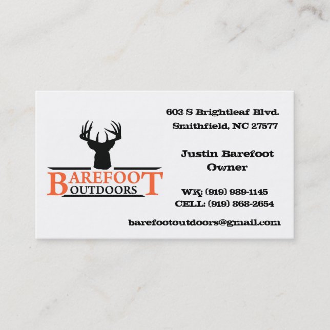 Barefoot Outdoors Business Card (Front)