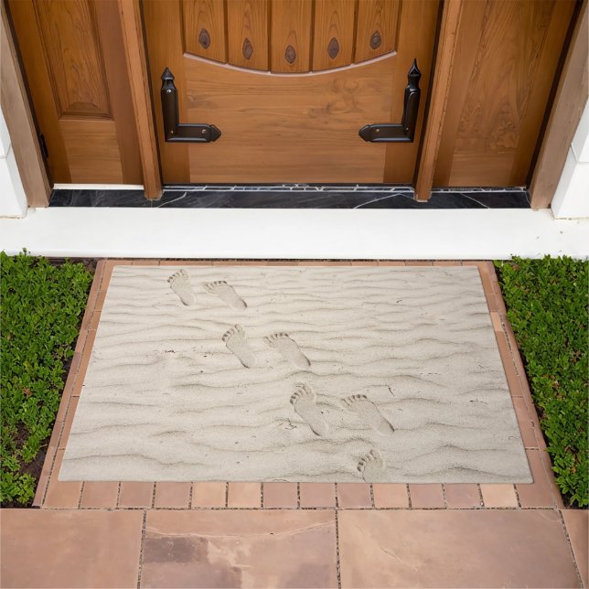 Barefoot Prints in Beach Sand  Doormat (Outdoor)