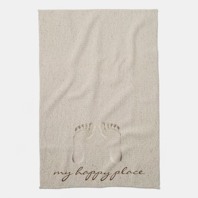 Barefoot Prints In Beach Sand Kitchen Towel (Vertical)