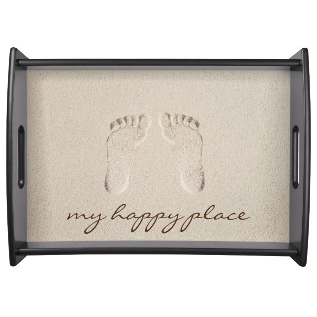 Barefoot Prints in Beach Sand  Serving Tray (Front)