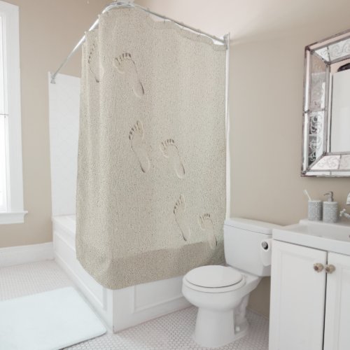 Barefoot Prints in Beach Sand  Shower Curtain