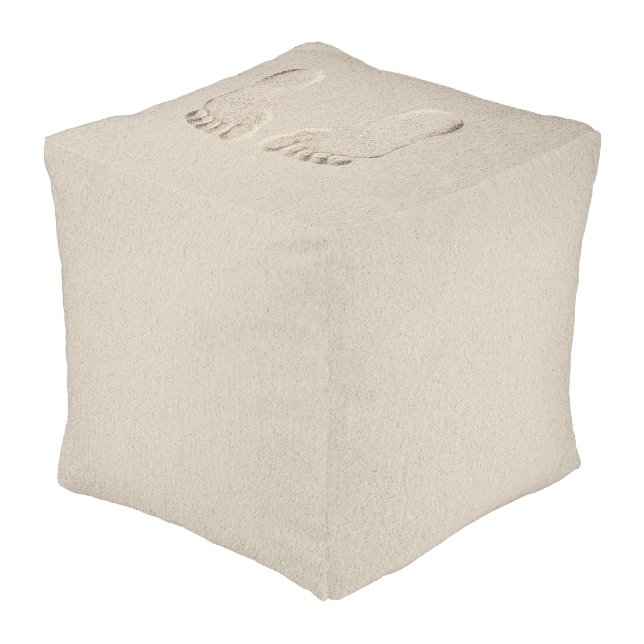 Barefoot Prints in Sand  Pouf (Angled Back)