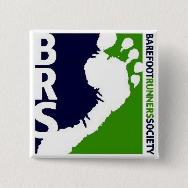 Barefoot Runners Soc Avatar Logo White Foot Square Button (Front)