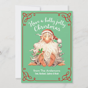 Barefoot Santa Holly Jolly Christmas Holiday Card