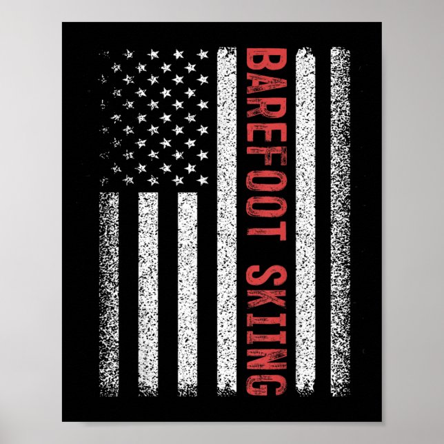 Barefoot Skiing American Flag 4th Of July  Poster (Front)