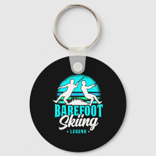 Barefoot skiing legend retro style water sport keychain