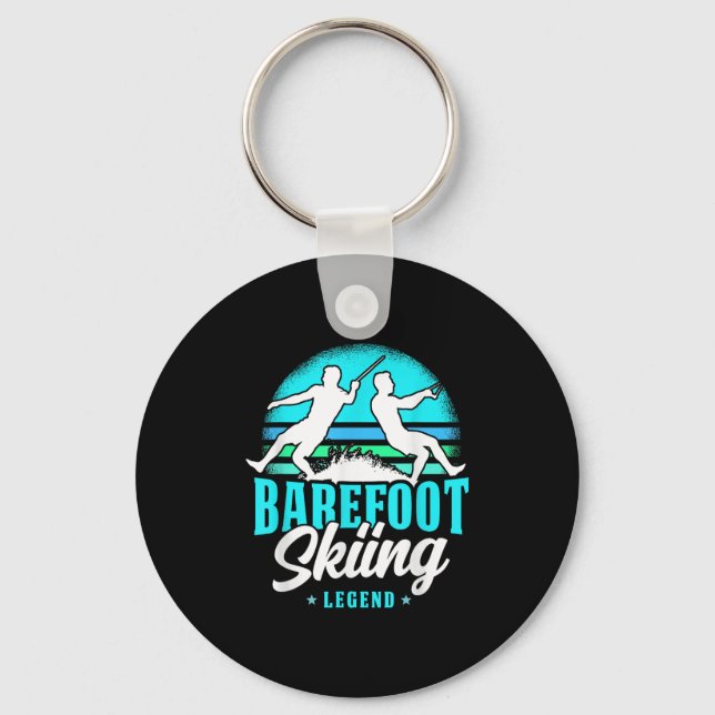 Barefoot Skiing Legend Retro Style Water Sport Ski Keychain (Front)