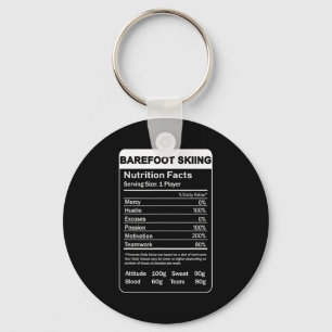 Barefoot skiing nutrition facts keychain