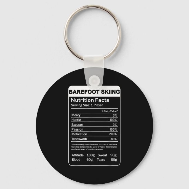 Barefoot Skiing Nutrition Facts  Keychain (Front)