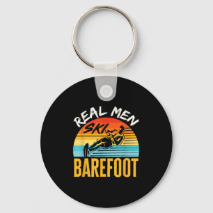 Barefoot Water Skiing Skier Funny Real Men Ski Bar Keychain
