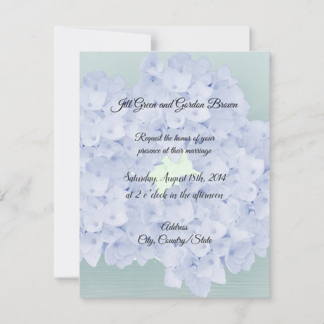 Barely Blue Hydrangea Wedding Invitation (Front)