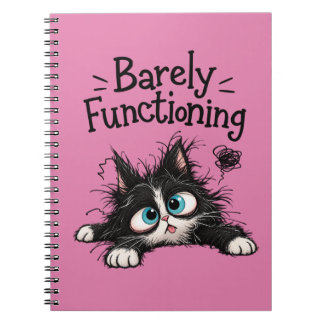 Barely Functioning Cute Funny Stressed Cat Pink Sp Notebook