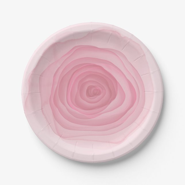 Barely Pink Acid Paint Rose in Subtle Pink Paper Plates (Front)
