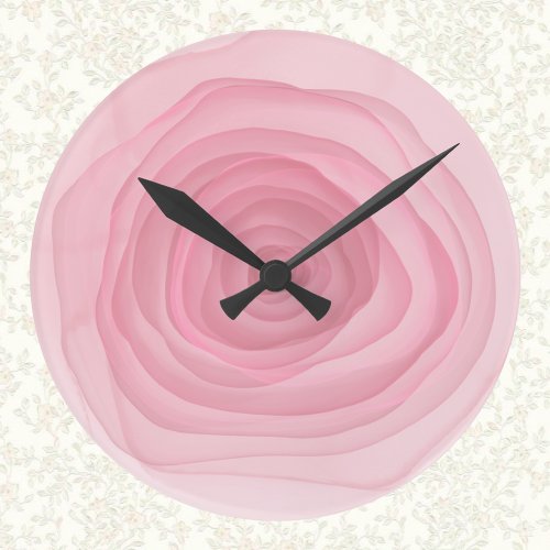 Barely Pink Acid Paint Rose in Subtle Pink  Round Clock