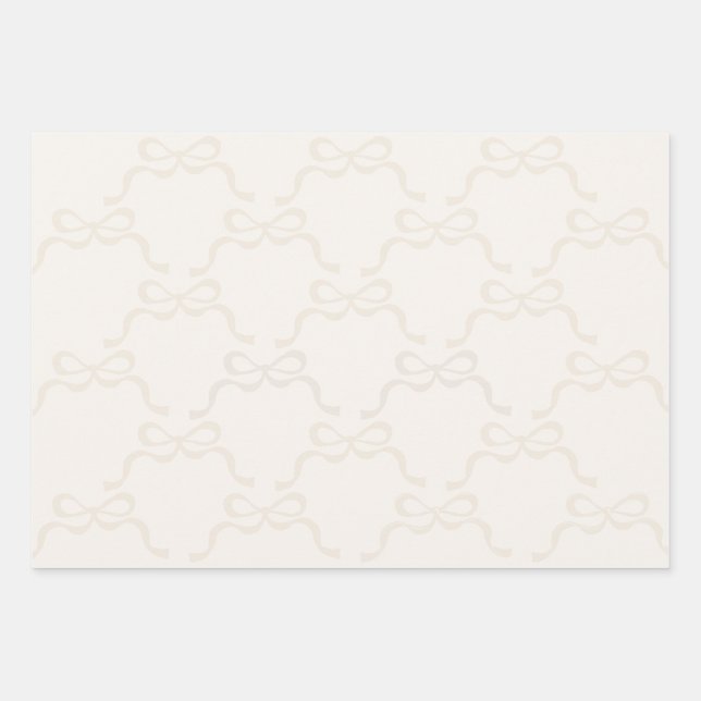 Barely There Modern Cream Ribbons Bows  Wrapping Paper Sheets (Front)