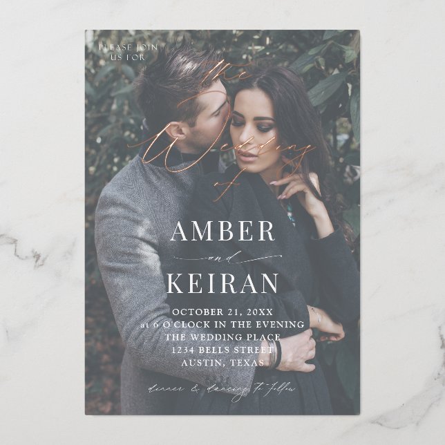 Barely There Shades- Photo Wedding Foil Invitation (Front)