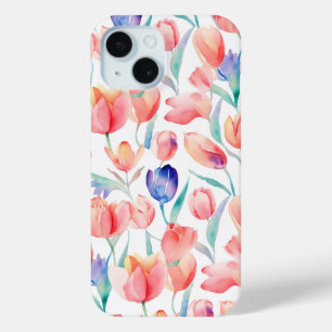 Barely There Watercolor Tulips iPhone 15 Case