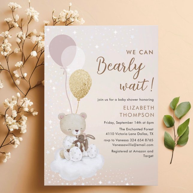 Barely Wait Shiny Balloon Baby Shower Invitation (Creator Uploaded)