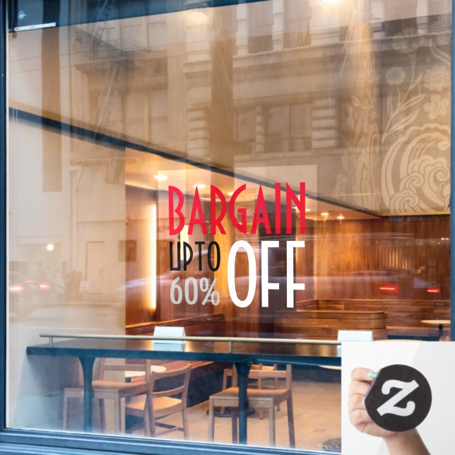 Bargain Discount Window Cling (Cafe Window)
