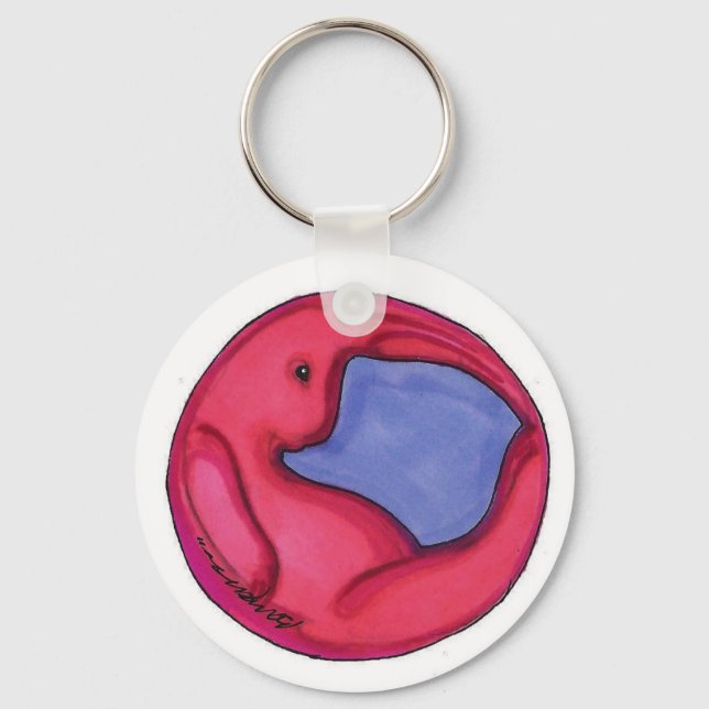 BargasArtworks designed Circle Bunny Keychain (Front)
