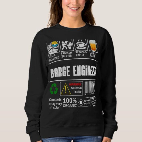 Barge Engineer Label Skills Problem Solving Coffee Sweatshirt